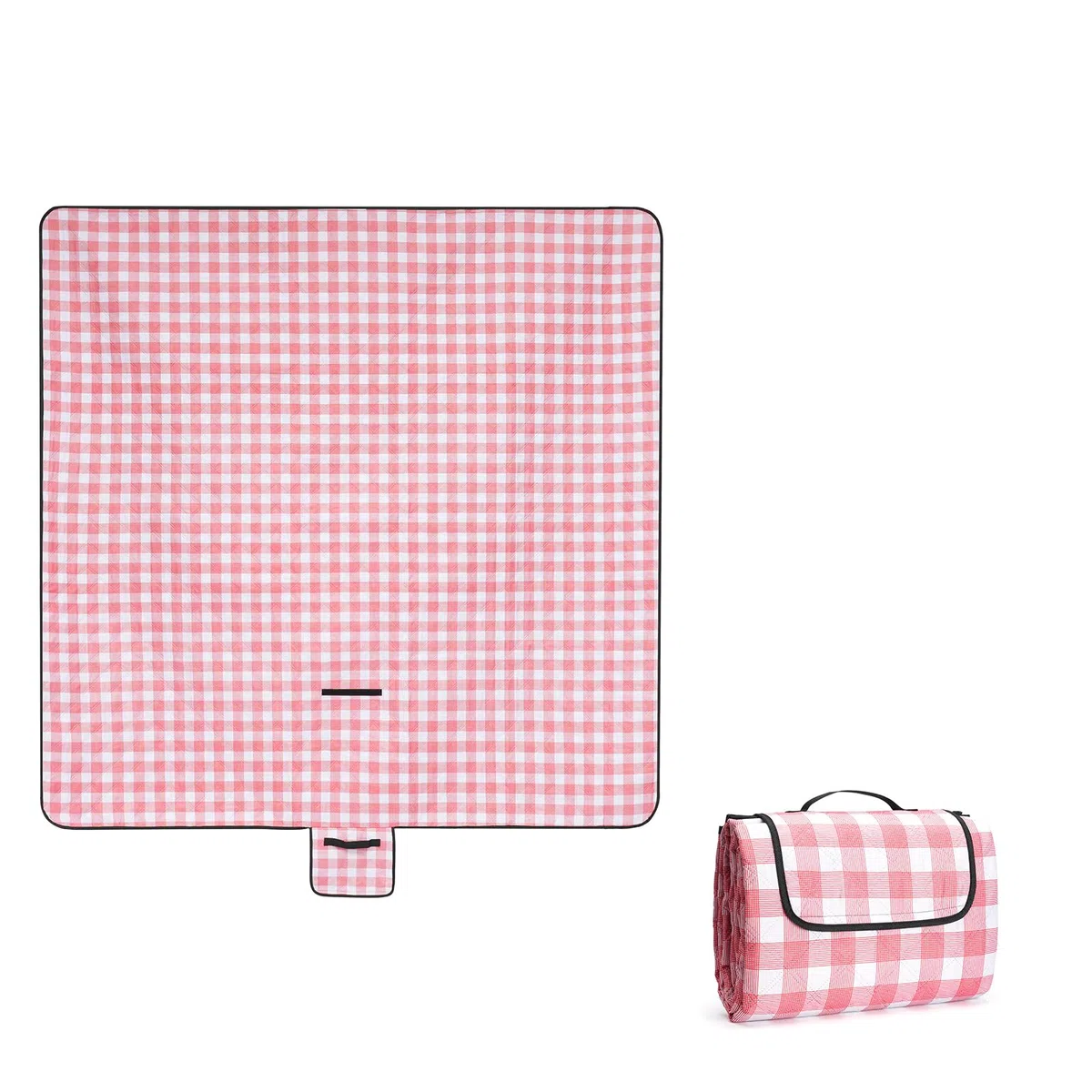 Oak & Tea Coperta da picnic impermeabile, 200 x 200 cm, pieghevole, coperta da picnic, coperta da spiaggia, facile da riporre, lavabile in lavatrice, plaid rosso bianco (plaid rosso, 200 x 200 cm)
