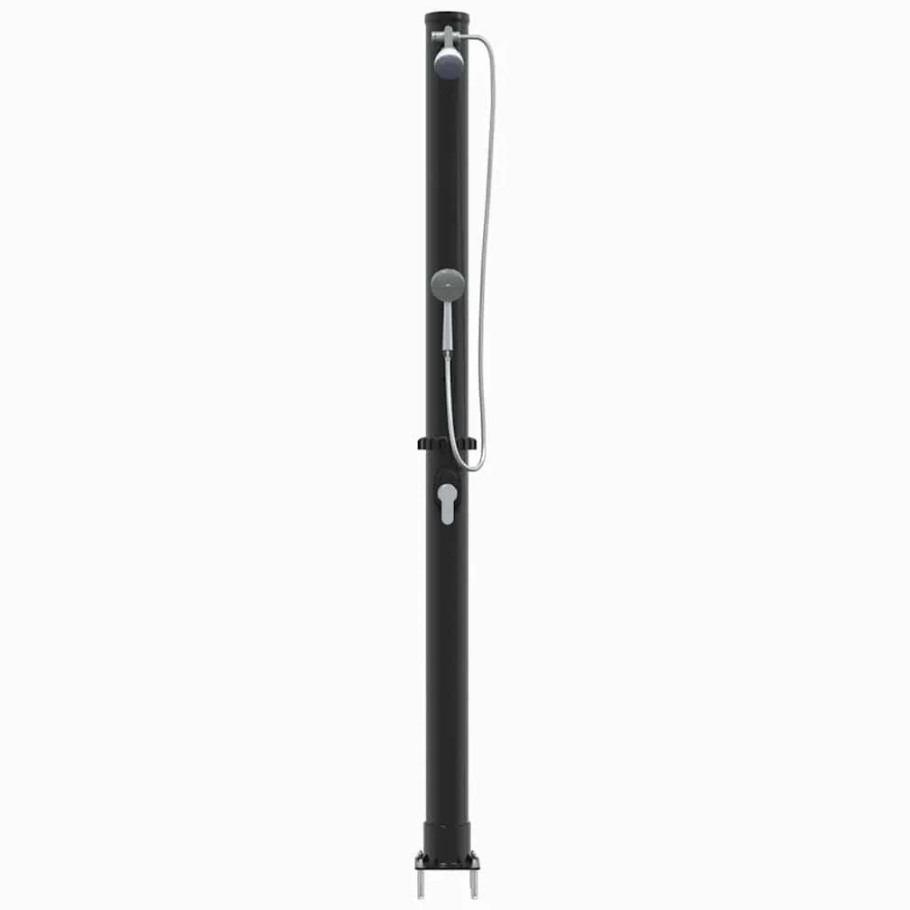 Doccia solare da esterno nera, 217 cm, in PVC e alluminio, con soffione regolabile, alimentata a energia solare per giardino, terrazza, piscina, vasca idromassaggio, spa, come pratico