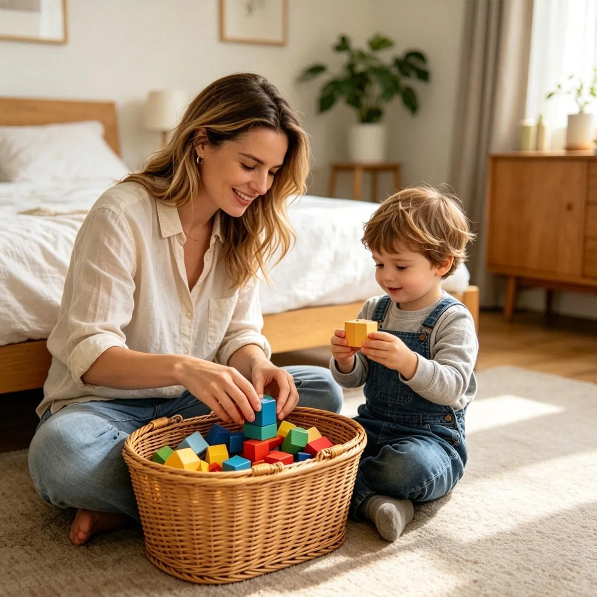 Cesto da Picnic con Manico - Raccolta E Conservazione Della Frutta - Cestino Vuoto per Pane - Per Campeggio, Picnic, Spesa, Giardino, Cortile, Prato, Gite In Auto, Casa