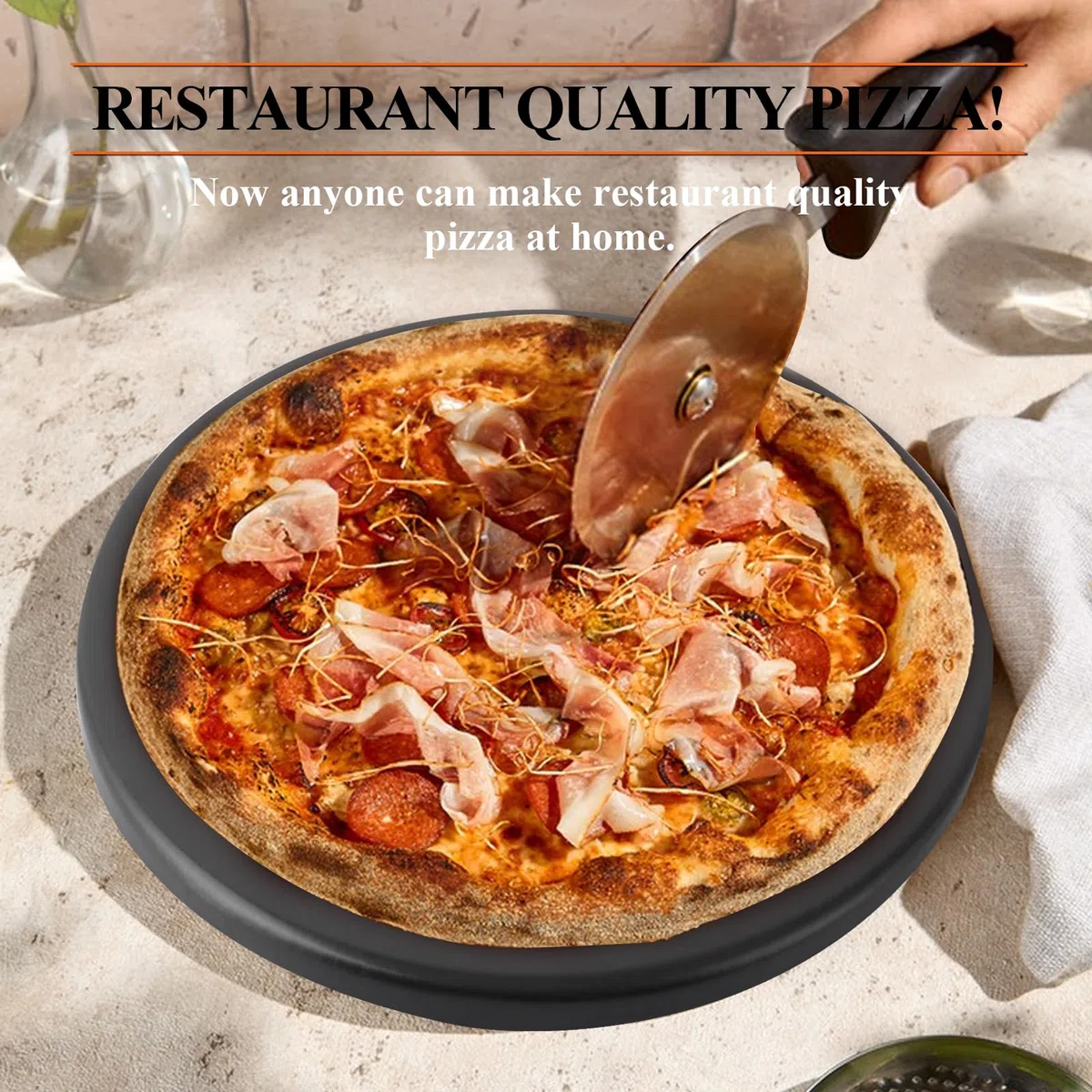 DAJAVE Pietra per pizza piccola, Ø 26 cm, rotonda, in ceramica cordierite smaltata, adatta per barbecue a gas e forno, adatta per tutte le griglie, adatta anche come mattoni per il pane
