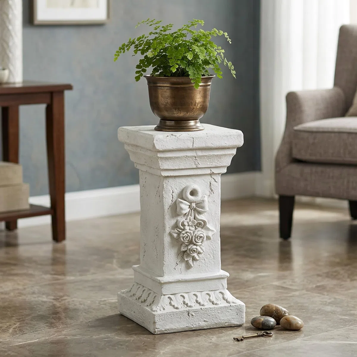 Piedistallo da Giardino per Statue, Supporto per Piante in Resina Resistente Alto 30 cm, Piedistallo da Esterno Resistente alle Intemperie per Sculture, Vasi da Fiori