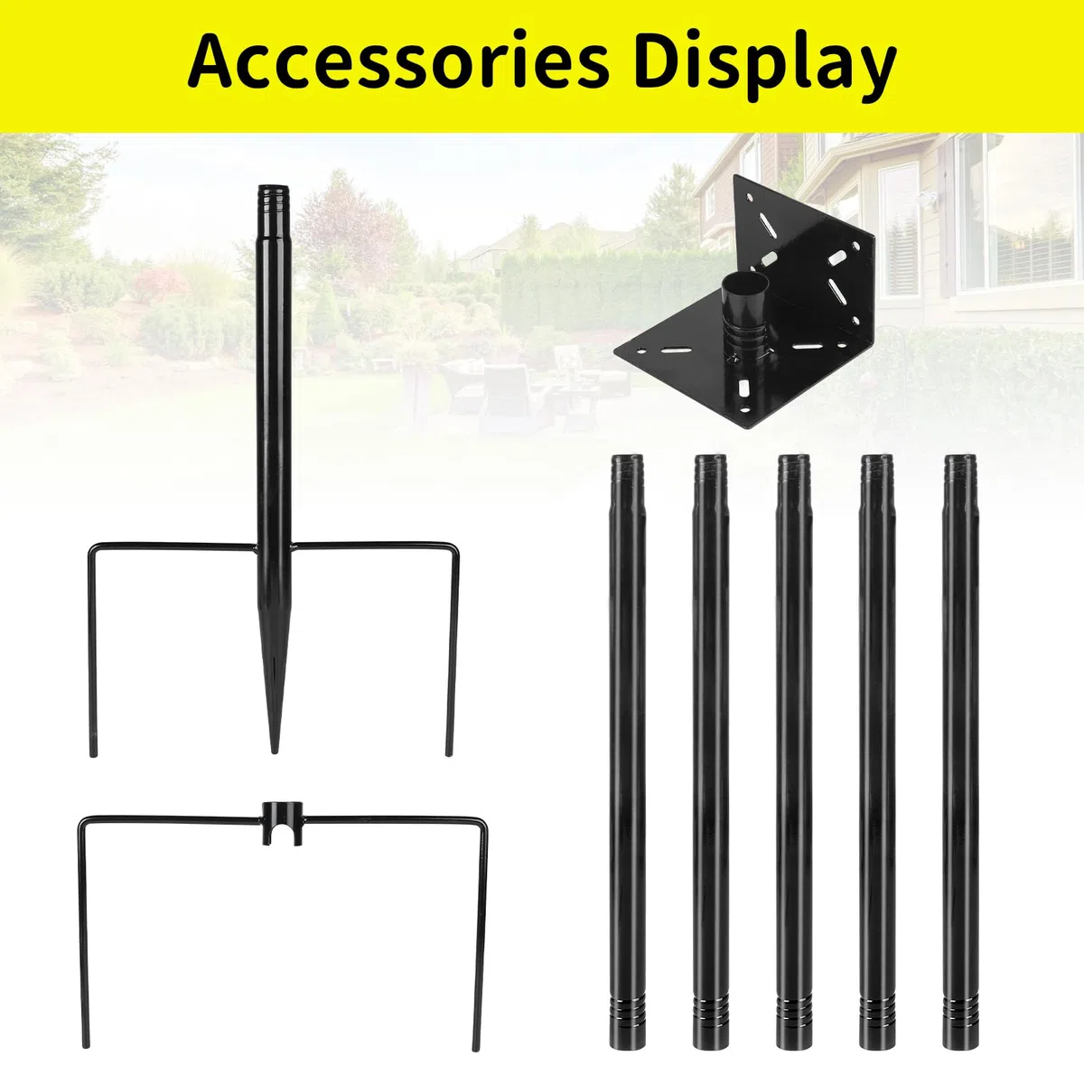 1 Pezzo Supporto regolabile per casetta per uccelli 220cm Set universale per giardino con base a 5 bracci per mangiatoie, stazioni meteorologiche (Senza casetta per uccelli e viti), Nero