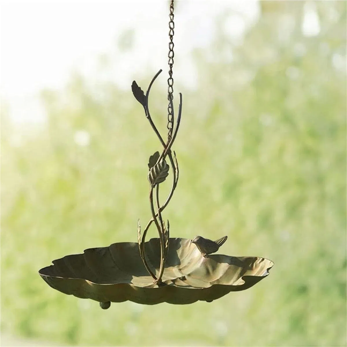 Mangiatoia Uccelli Mangiatoia per Uccelli Sospesa Statua A Foglia retrò Vassoio per Mangime per Uccelli Mangiatoia per Uccelli in Ferro Vintage Giardino All'aperto Bird Feeder
