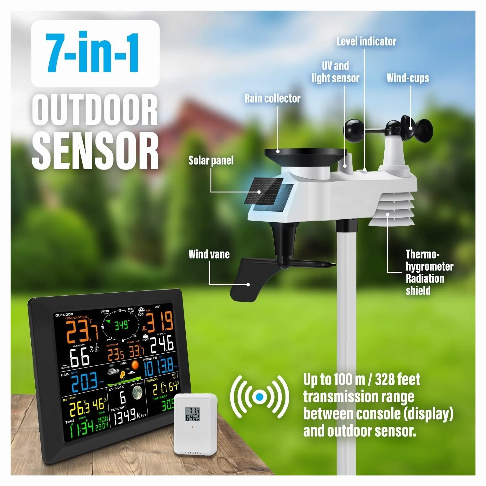 Stazioni Meteorologiche Wireless Display Ampio Da 10 Pollici Termoigrometro For Interni Ed Esterni Pluviometro Velocità Del Supporti A 8 Canali Preciso Veloce Monitoraggio In Tempo Reale