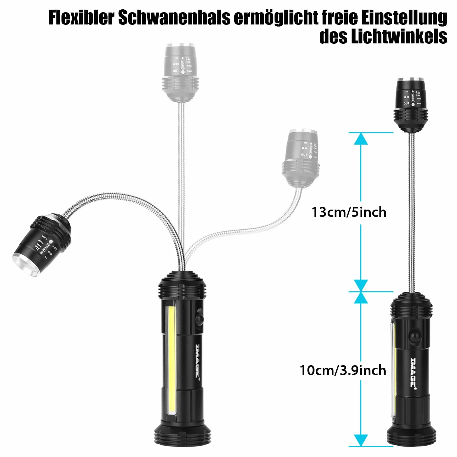 IMAGE Luce per barbecue, confezione da 2 luci magnetiche per barbecue, con lampada laterale, zoomabile, regolabile a 360°, accessori per barbecue per campeggio, picnic, officina, illuminazione garage