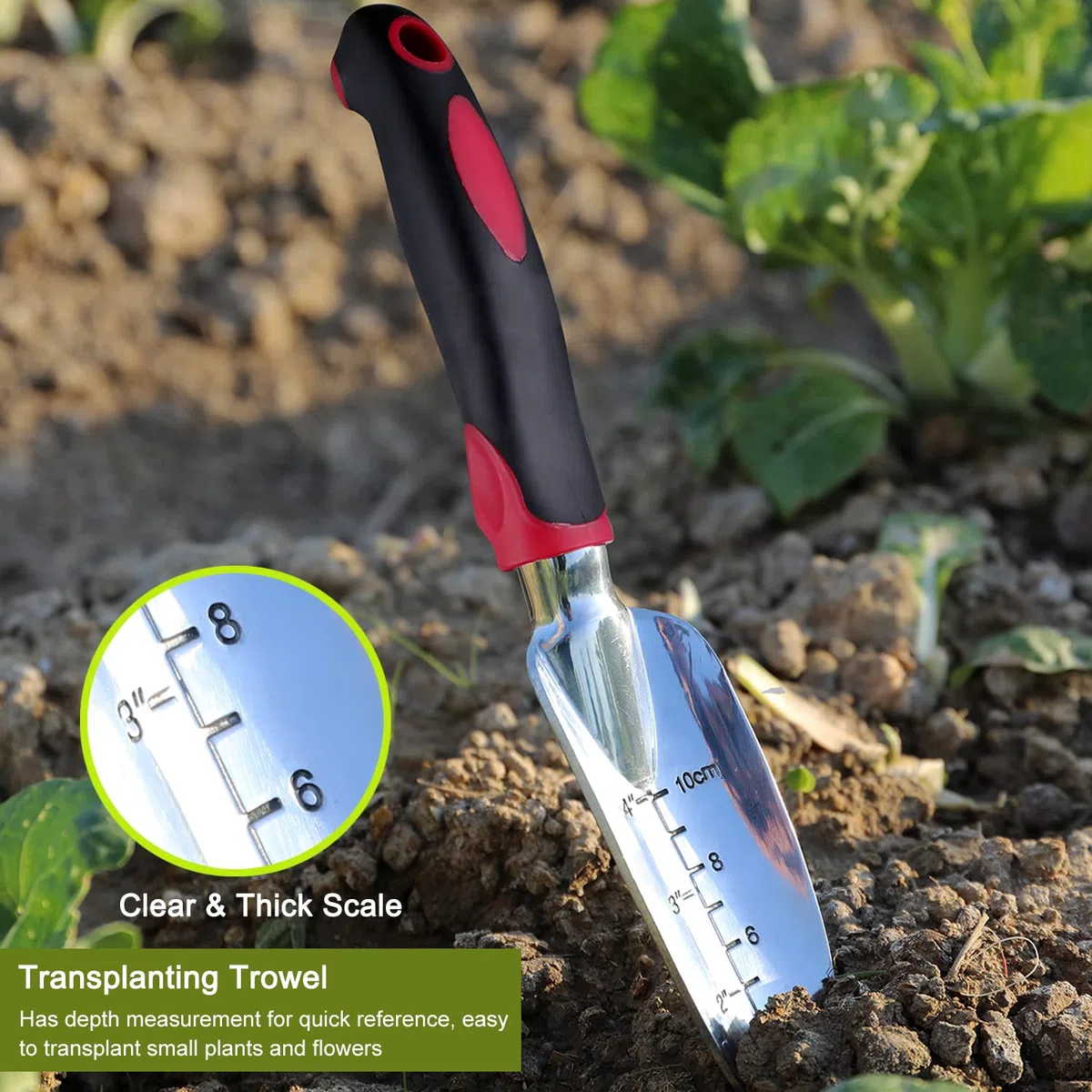FANHAO Utensili da Giardino, Set Attrezzi da Giardino 3 Pezzi, Include Cazzuola per Trapianto, Paletta per Terreno, Rastrello a Mano (Rosso)