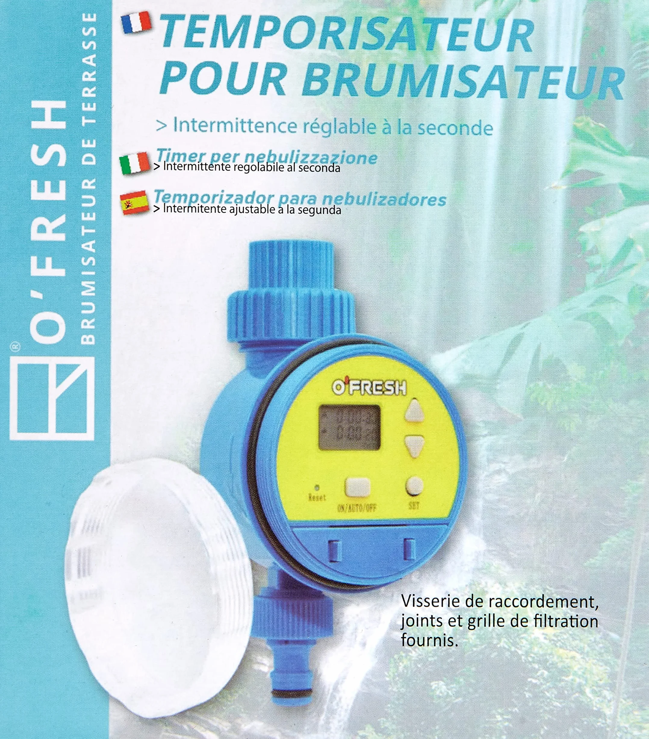 O'FRESH Timer digitale per nebulizzatore da terrazza a bassa pressione - Progettato per la nebulizzazione automatica - Programmatore irrigazione - Temporizzatore digitale per nebulizzatore esterna