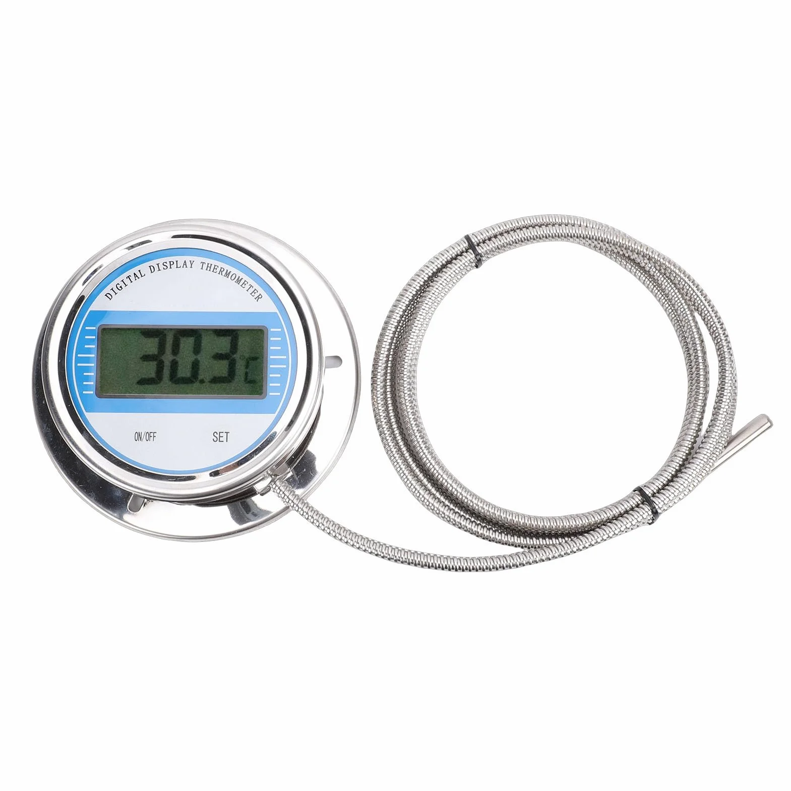 Dpofirs Termometro Digitale, Misuratore di Temperatura Digitale Industriale con Sonda Impermeabile in Acciaio Inossidabile da 2 M, per Tubi di Stufe da Cucina e Applicazioni Industriali