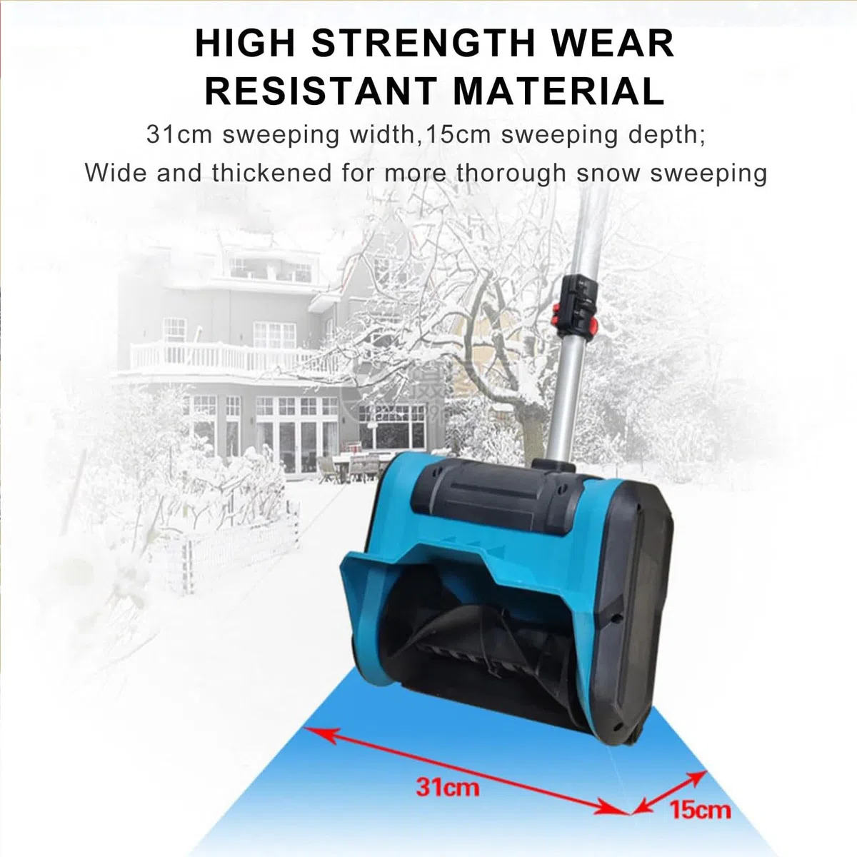 Pala da neve senza fili, 1200 W 21 V, spazzaneve elettrico, manico anteriore regolabile, batteria ricaricabile inclusa rimozione neve