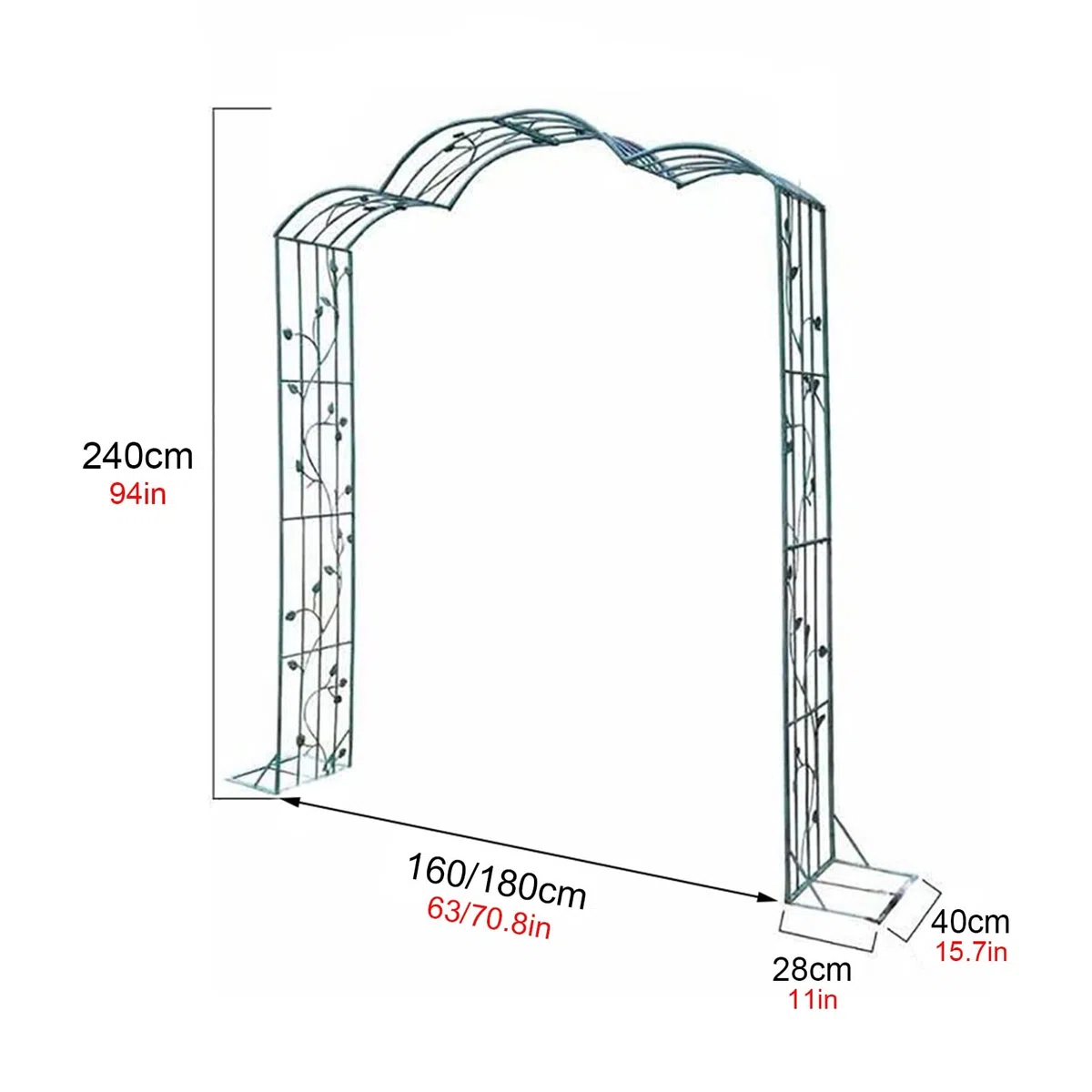 SDdPulse Arco da giardino, archi da giardino retrò alla moda, autoportante, in ferro battuto, piante rampicanti, pergolato, arco per rose da esterno, più resistente alle intemperie (verde vintage, 160