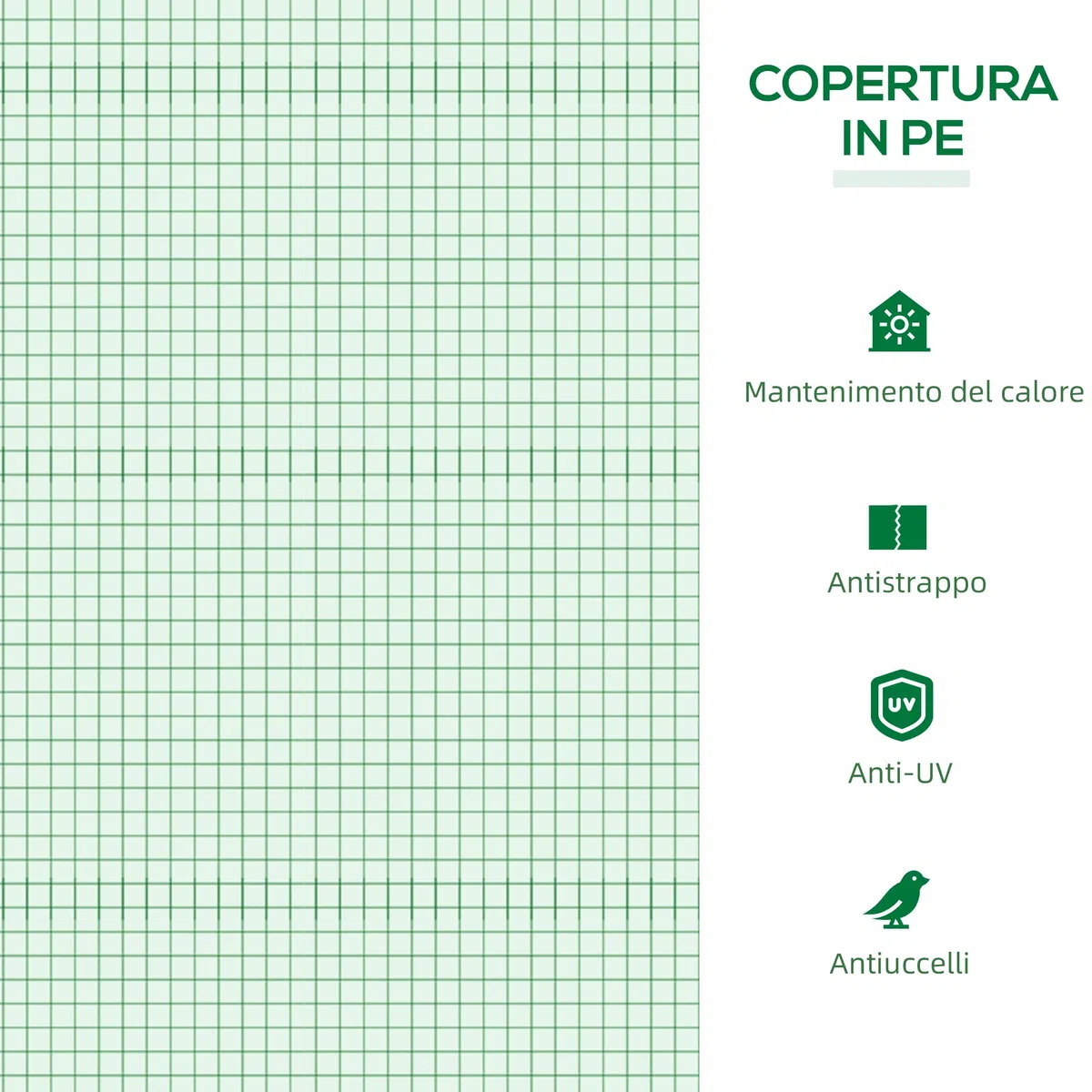 Outsunny Serra da Giardino a Casetta con Copertura in PE, Serra per Orto con Picchetti e Bordi Estesi per Piante e Fiori, 120x60x60cm, Verde