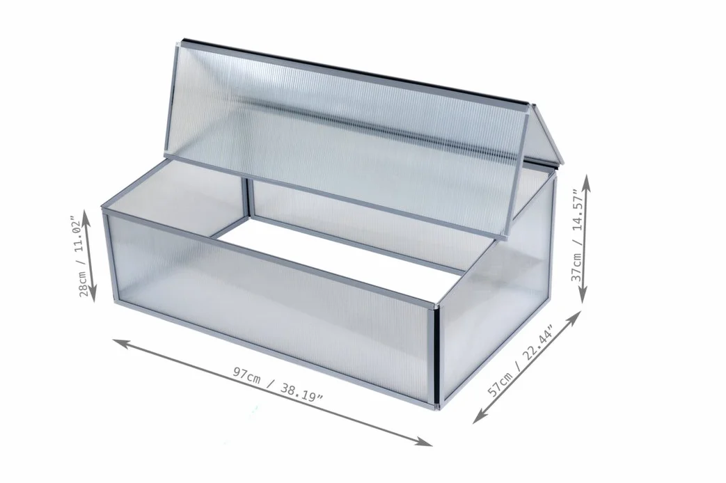 Serra in Policarbonato Slide and Grow per Giardino Orto Balcone 97 x 57 x h28/37 cm. MADE IN EUROPE