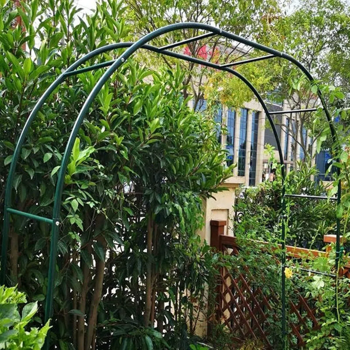 Arco da giardino in metallo, traliccio resistente alle intemperie per piante rampicanti, pergolato per matrimoni, telaio in ferro resistente, elegante decorazione da giardino, perfetto per prato e