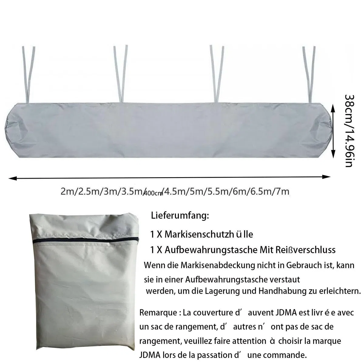 4M Coperture per Tende da Sole Custodia per Tenda da Sole Copertura della Tenda per Patio Esterno da Giardino Custodia impermeabile per tenda