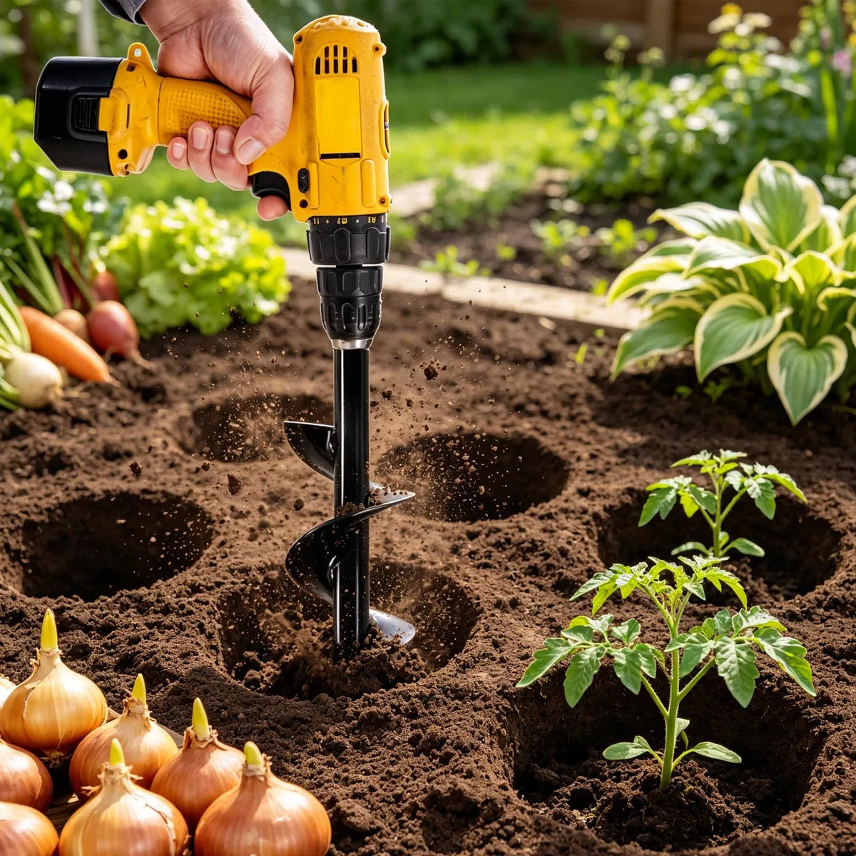 Trivella da 10 x 30 cm per trapano e avvitatore a batteria, punta elicoidale da giardino per bulbi da fiori, verdure, pali di recinzione, trapano per giardino, leggera ed efficiente