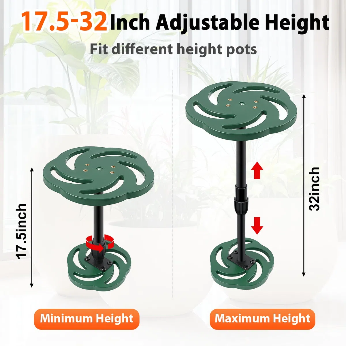 Axcoix Rialzi per piante regolabili in altezza per vasi interni, inserti in plastica per vasi grandi, riempitivi per vasi alti e rotondi (base o parte superiore da 15,2 cm, 20,3 cm, 25,4 cm)
