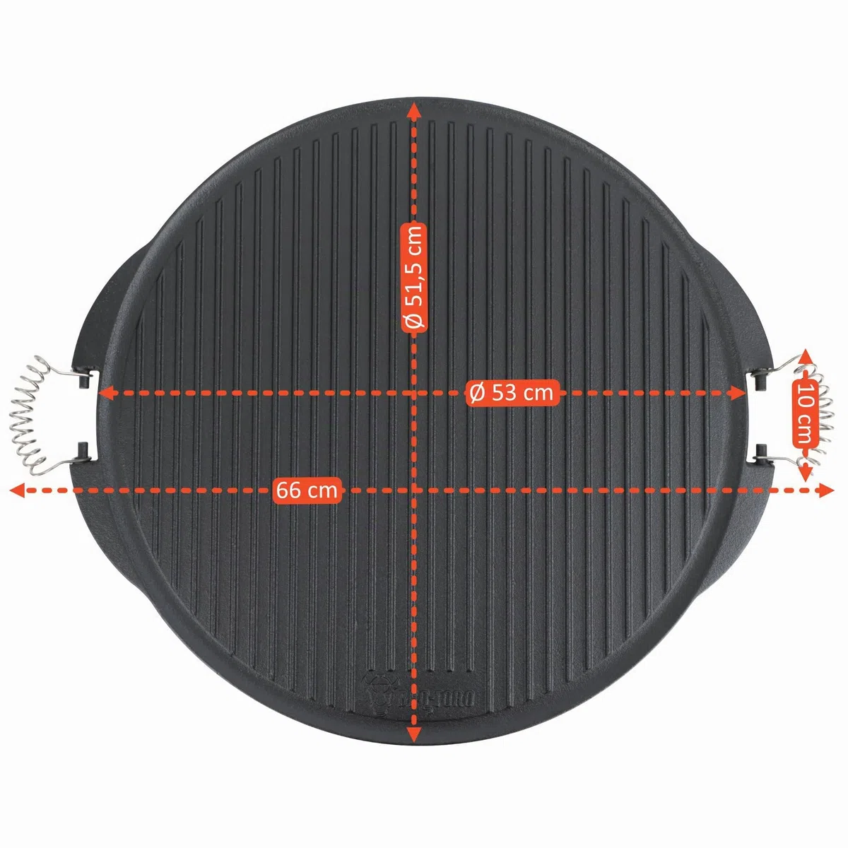 BBQ-Toro Piastra grill in ghisa con manici, diametro 53 cm, piastra reversibile, smaltata, accessorio per barbecue a gas, piastra smaltata per barbecue, barbecue a sfera, barbecue a carbonella