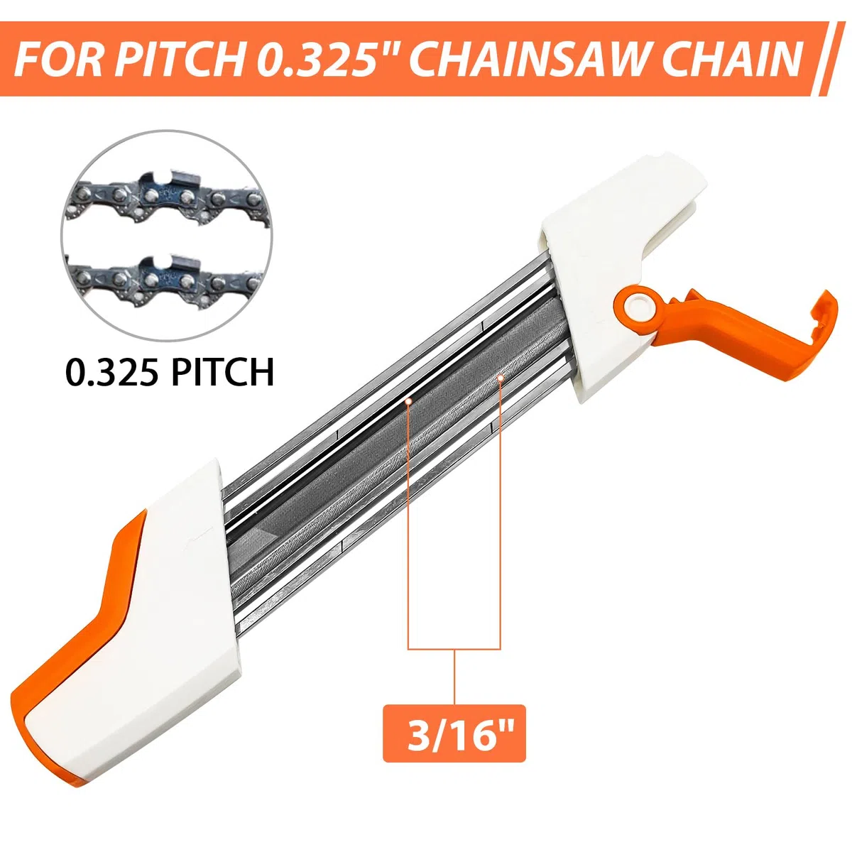 Affilatrice per motosega 2 in 1 per catene con passo da 0,325 cm, strumento di affilatura per motosega con lima da 4,8 mm, compatibile con catene per motosega Stihl 40,6 cm/45,7 cm/50,8 cm, ricambio