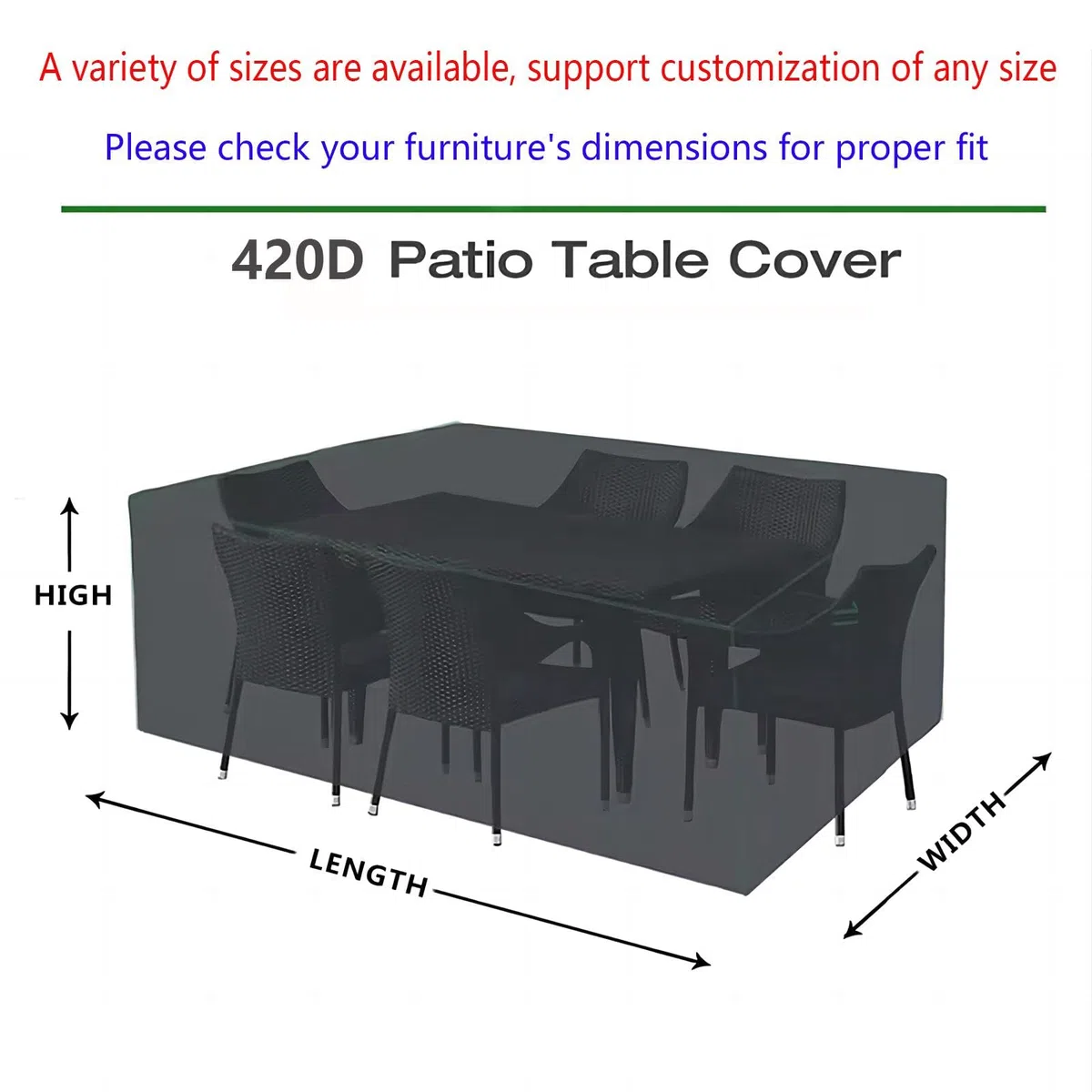 Copridivano da Esterno Impermeabile, 120x50x80cm Nero 420D Oxford Coperture per Mobili da Giardino, Copertura Tavolo Esterno Telo Copertura per Giardino, Anti-UV Telo Copri Divano da Giardino