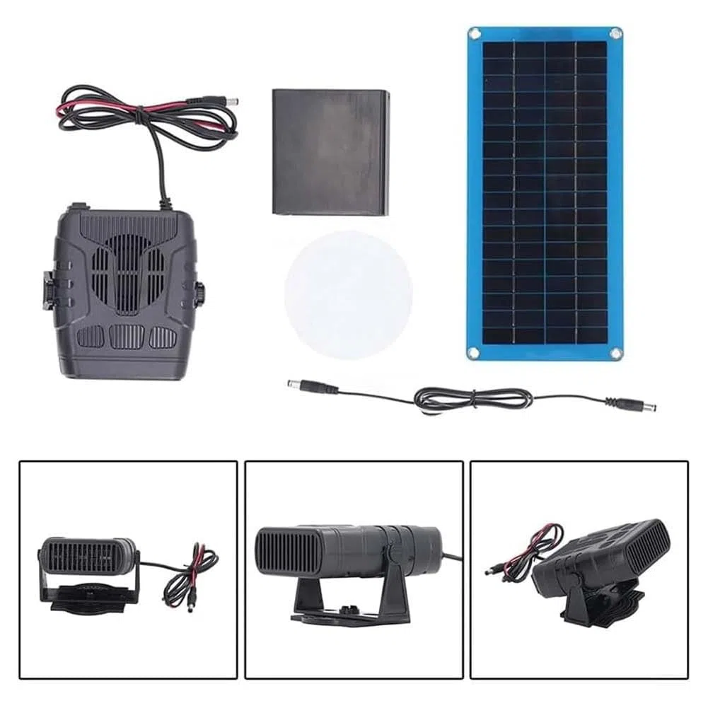 Riscaldatore solare per serra, kit di riscaldamento a pannello solare da 30 W per capannone, casetta per animali domestici e pollame Coop, scaldino portatile alimentato dal sole con protezione contro