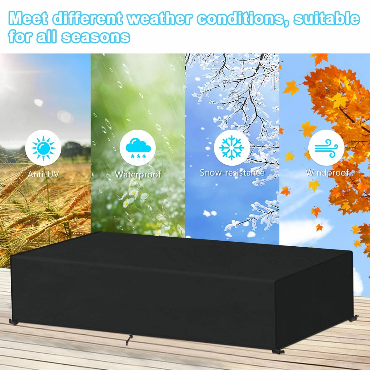 Fodera per lettino da giardino, antivento, anti-UV, 200 x 68 x 30 cm