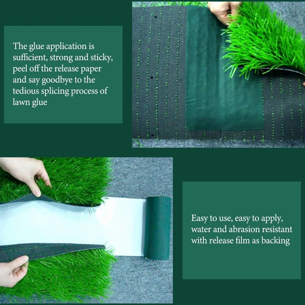 Jenngaoo Nastro Autoadesivo per Cucitura in Erba, Nastro Artificiale per l'erba per le Giunture per Unire il Tappeto Verde del Giardino del Tappeto (15CM X 10M)