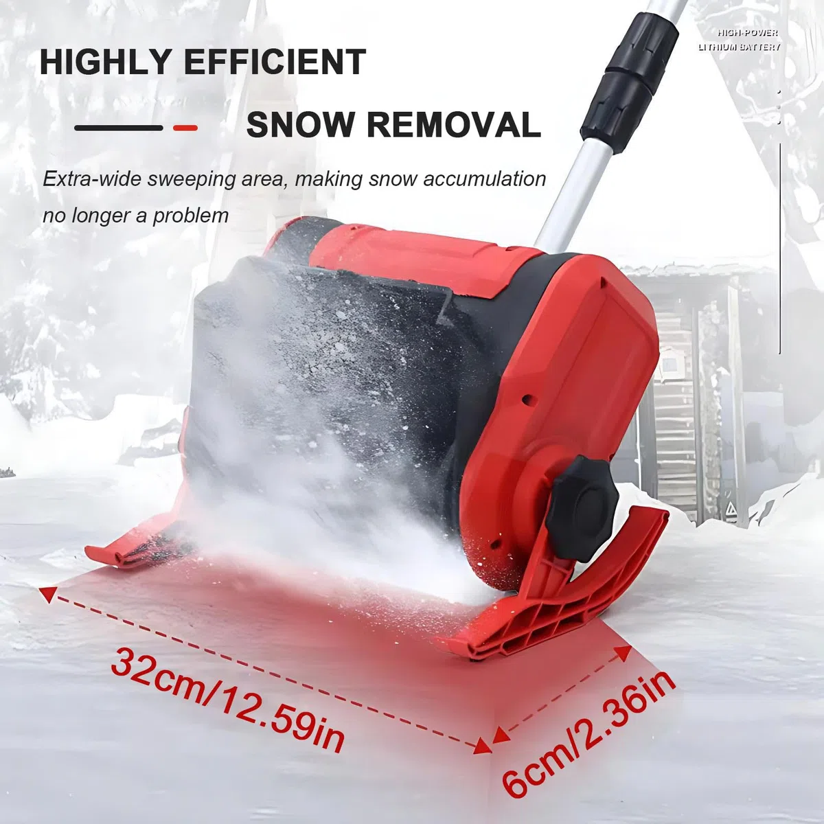 Fresa spazzaneve a Batteria 20 V, Larghezza di Lavoro 32 cm, Altezza Neve Max. 16 cm, Batteria 4000 mAh e Caricabatterie rapido, per la Pulizia del vialetto
