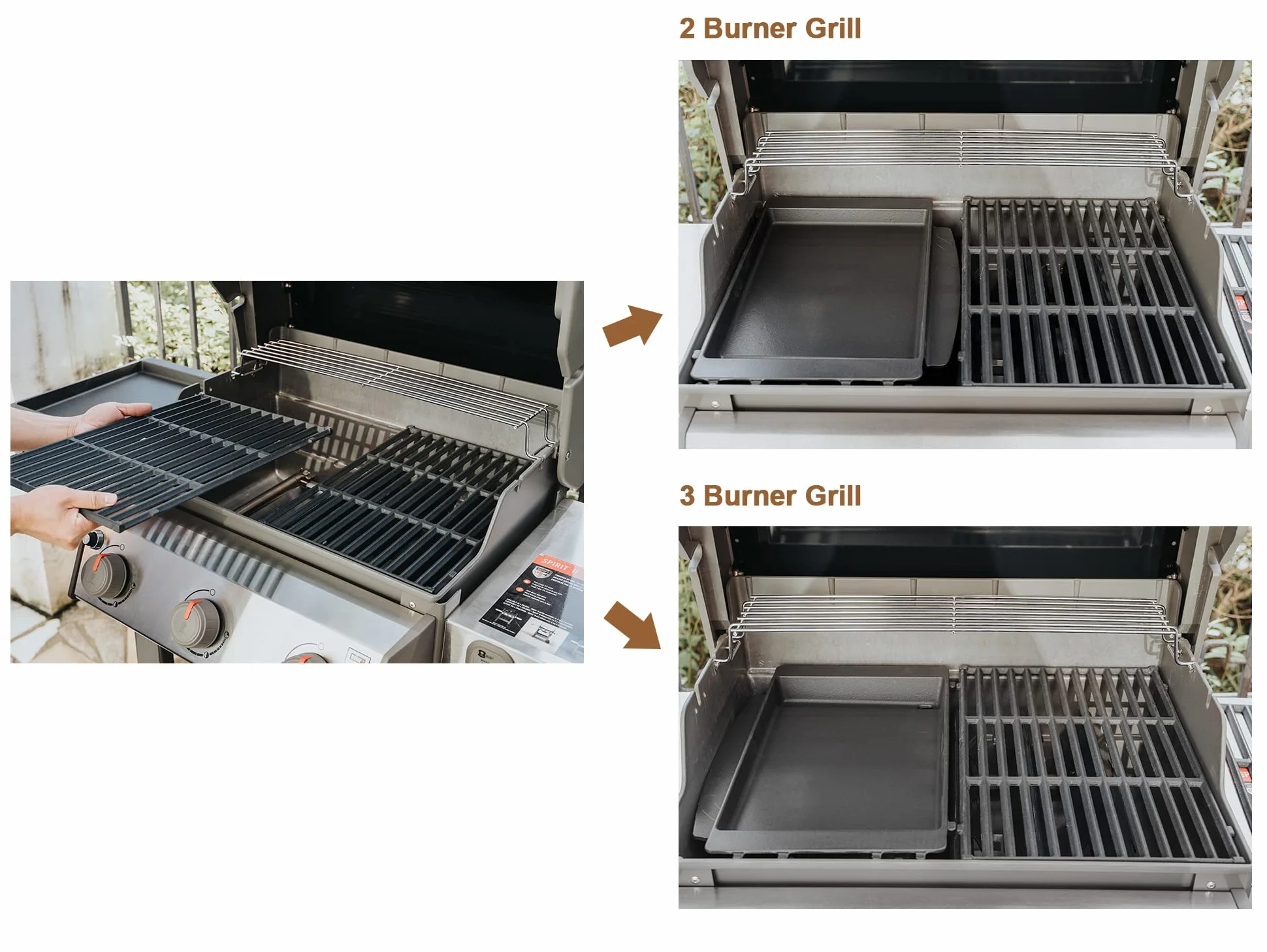 onlyfire Piastra per Grill in Ghisa, Plancha Piastra Griglia per Barbecue a Gas Weber Spirit I&II Serie 200/300 e Spirit 2/3/4 Fuochi Barbecue a Gas (2025),7658