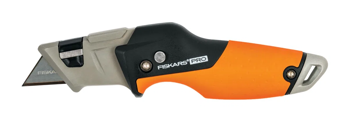 Fiskars Taglierino universale pieghevole, Lunghezza 17 cm, Acciaio inossidabile/Plastica, Nero/Arancione, CarbonMax, 1027224
