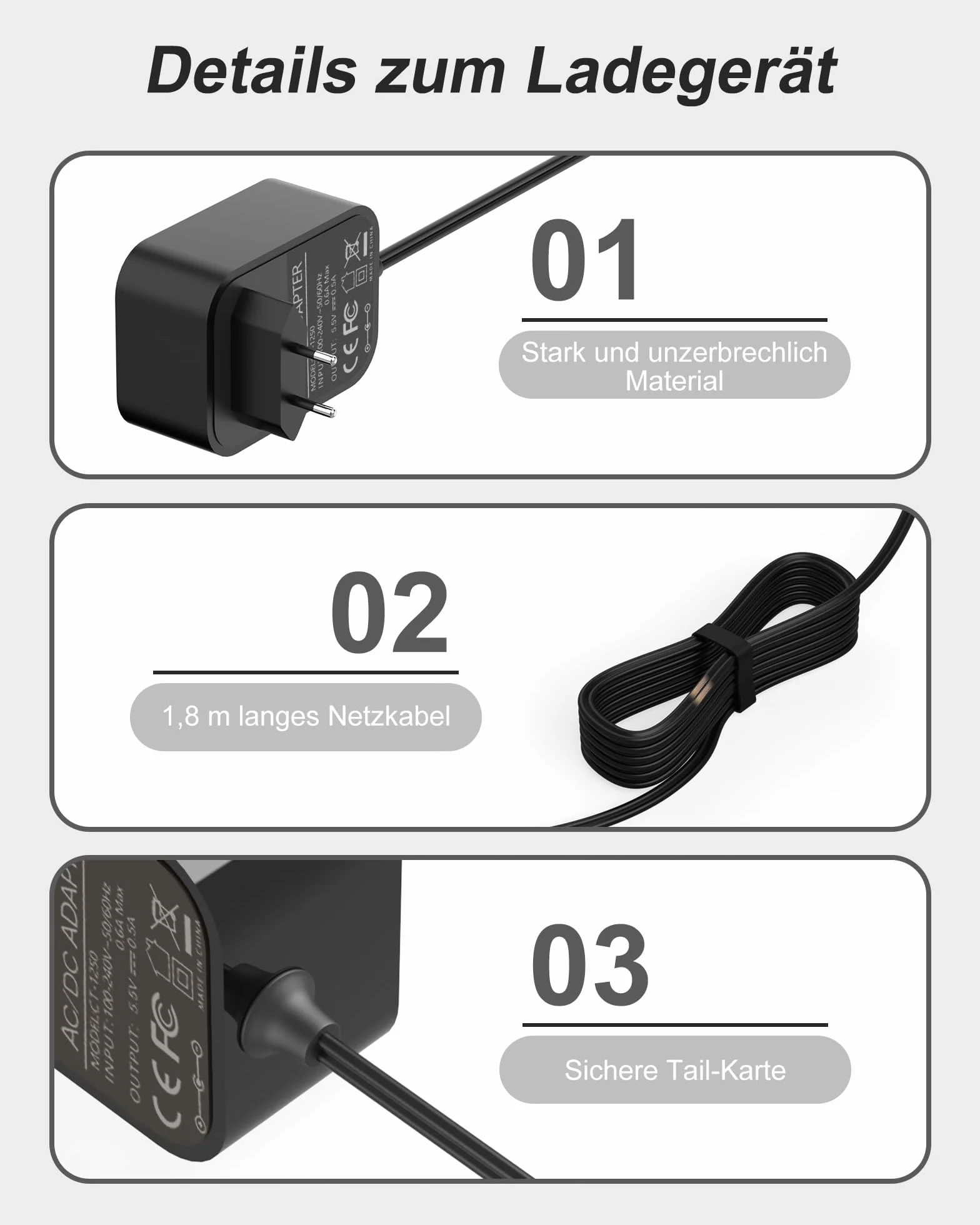 Cavo di ricarica da 5,5 V per Gardena 9850, 9851, 9852, forbici per erba a batteria ComfortCut ClassicCut
