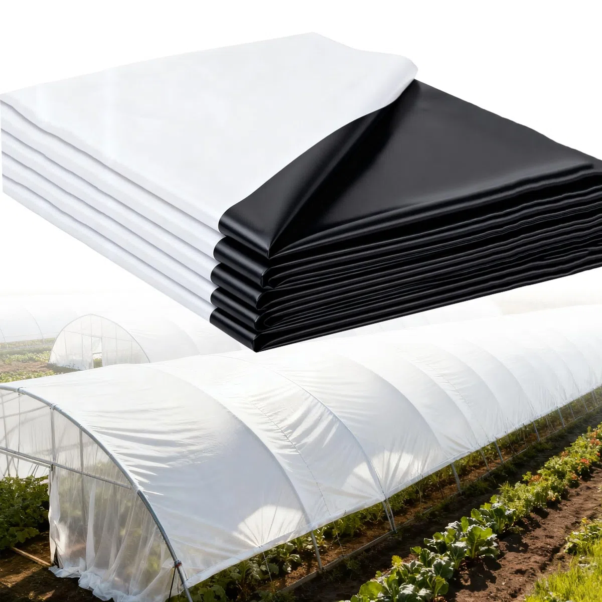 Film per Serre Bianchi e Neri, Film plastico Impermeabile Spesso, Teloni plastico Oscurante per coperture agricole e Giardini(Size:3x10m)