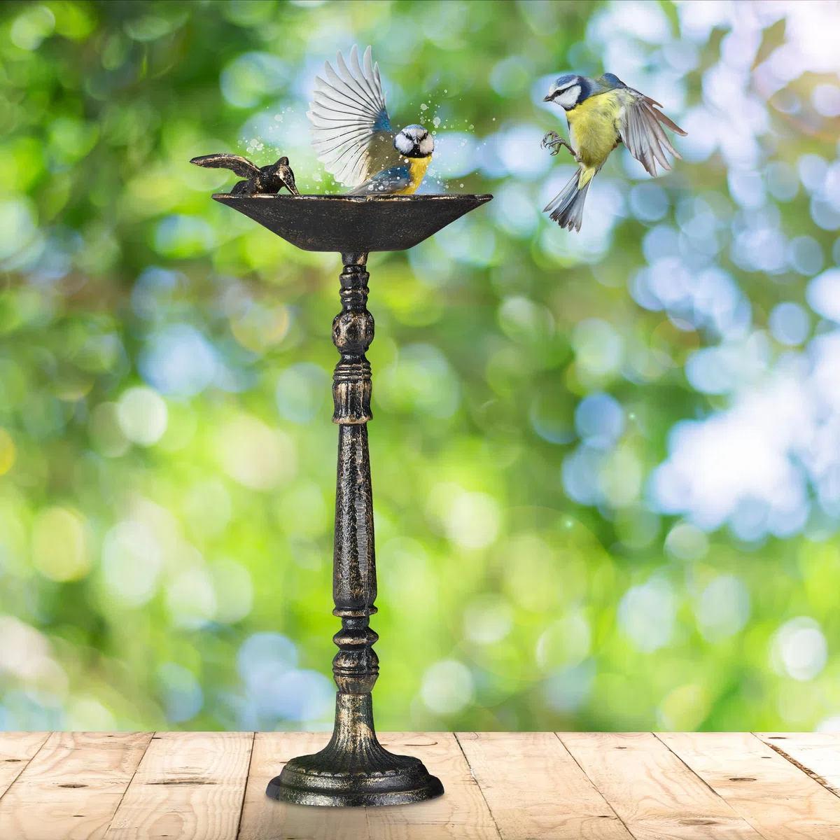 Relaxdays Abbeveratoio, Vaschetta per Uccellini da Terra, Decorazione da Giardino, Accessori per Uccelli, 40 cm, Bronzo