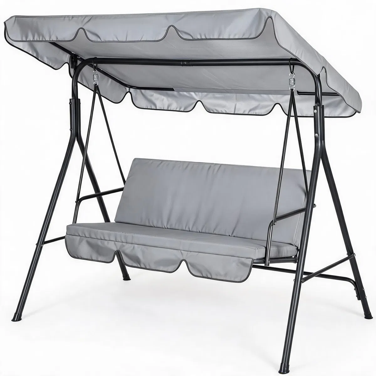 Set di ricambio per dondolo da giardino a tre piedistalli con copertura superiore e coprisedile in tessuto Oxford 210D resistente alle intemperie (grigio, 164 x 114 x 15 cm)