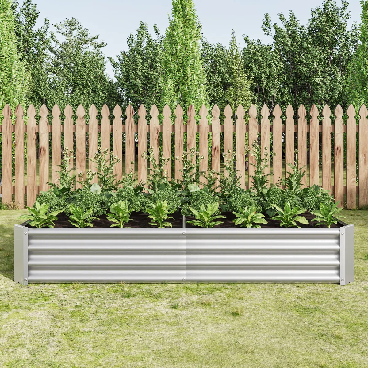 Gecheer Aiuola Rialzata, Letto da Semina in Giardino Lamiera Acciaio Robusta, Struttura Stabile Kit Senza Base, 180x91x30 cm, per Verdure Erbe Aromatiche Fiori Sistema Coltivazione Orto Domestico