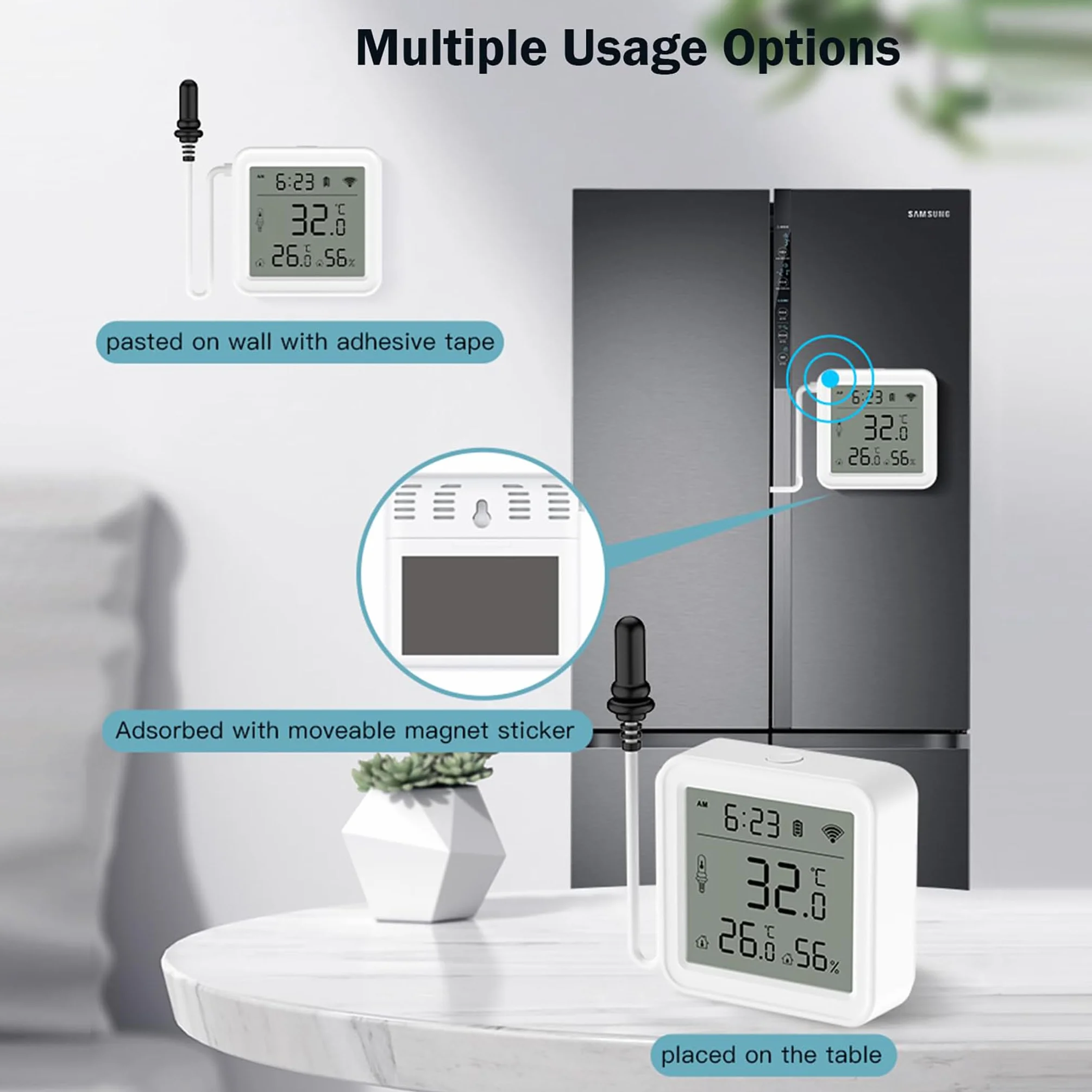 Sensore di temperatura e umidità wireless per interni ed esterni con sonda esterna (versione indipendente con sonda esterna)