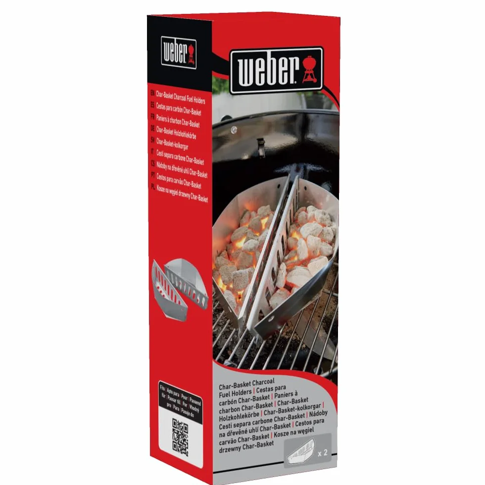 Weber cesti per Carbone per Tutti i Barbecue a Carbone Tipo Kettle, stabili e robusti, Ideali per Cottura Diretta e indiretta – Argento (3401510)