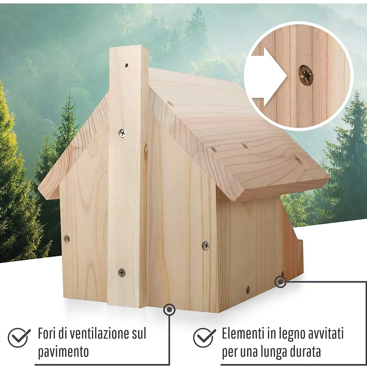 Wildtier Herz I Casetta per Uccelli - Nido per Uccelli di Piccola e Media Grandezza come Merli e Pettirossi - Resistente alle Intemperie - In Legno Massello - Dimensione 28x27x25 cm