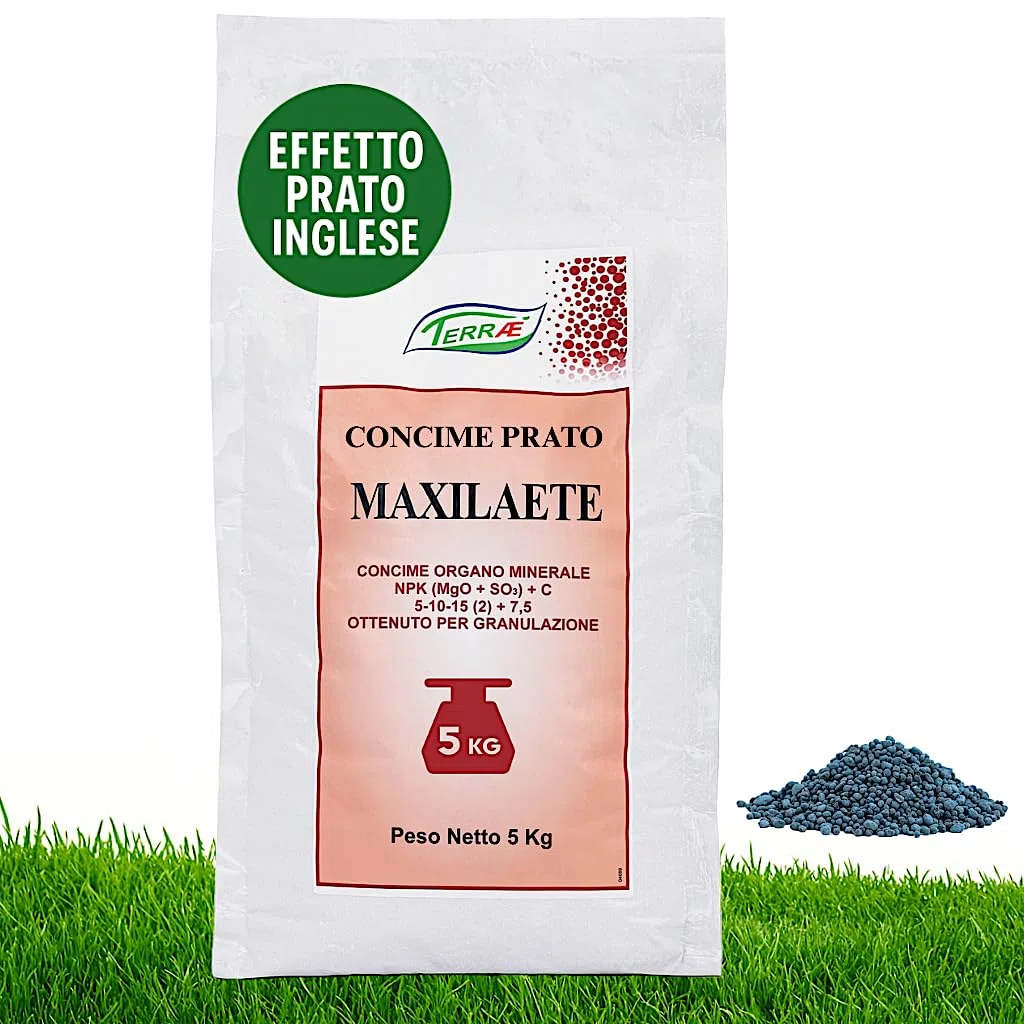 Concime Prato Estate 5 KG - 165m² | Effetto Prato Inglese | Concime Granulare Lenta Cessione per Tappeto Verde Rigoglioso | Fertilizzante Prato Erboso con Antimuschio per Erba Sana | NPK