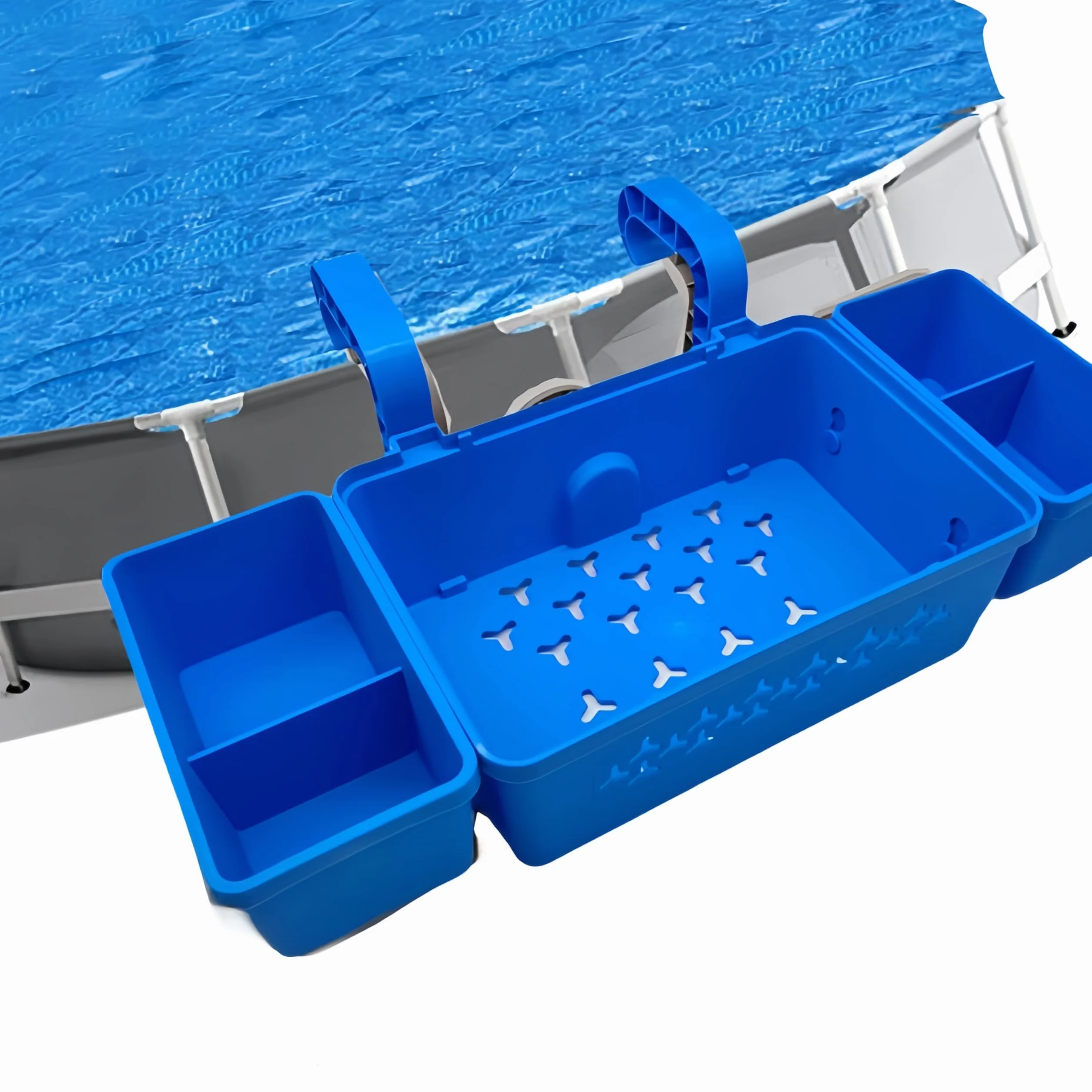 Cestino A Bordo Piscina 42x21x13 Cm Cesto Portaoggetti Per Piscina Fuori Terra Vassoio Portaoggetti A Bordo Piscina Realizzato Per Prestazioni Di Lunga Durata, È Facile Da Smontare (blu)