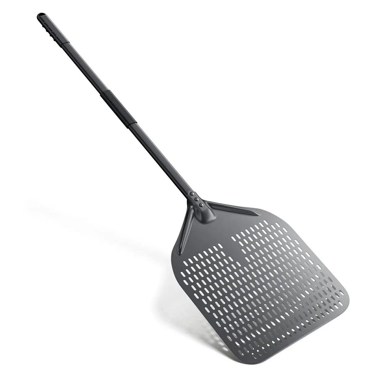 Pala per pizza, 34,7 x 118 cm, perforata in alluminio anodizzato duro, per una facile scorrevolezza su pietra per pizza, rettangolare, grande superficie e manico rimovibile per barbecue, forno