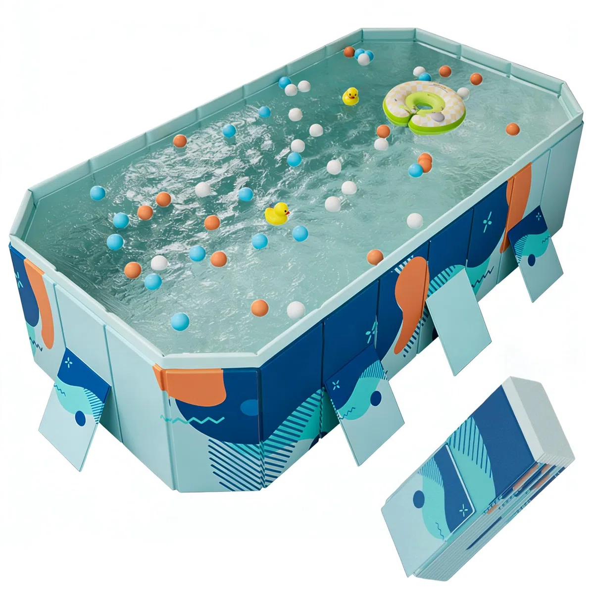 Piscina pieghevole in plastica rigida per adulti, grande, resistente, non gonfiabile, per cortile, giardino, patio, divertimento in acqua