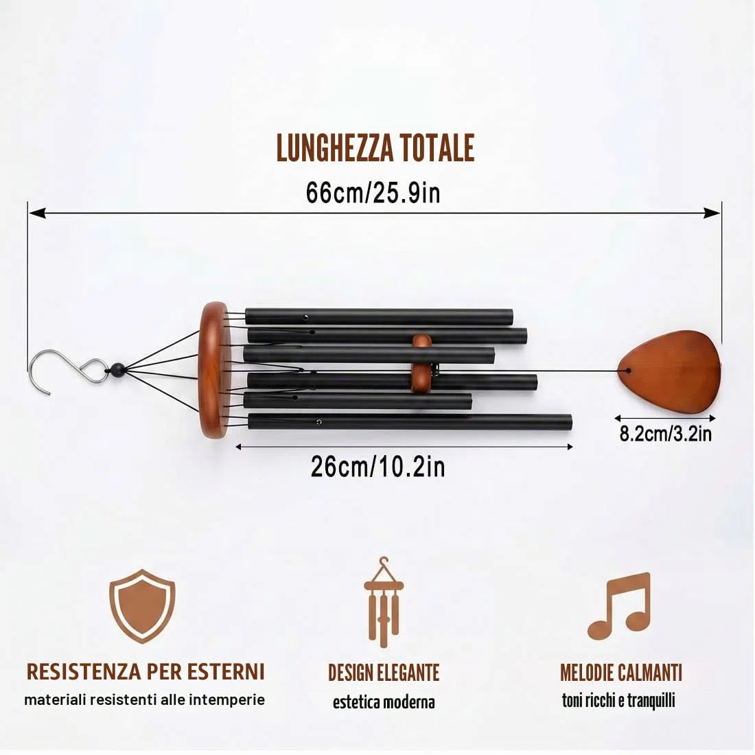 1 Pezzo Campanelli a Vento, Decorazione per Giardino, Balcone e Interni, Regalo di Benvenuto e Arredamento per la Casa