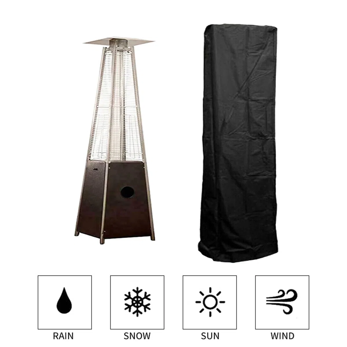 RoseFlower Patio Heater Cover, Impermeabile Antivento Copertura Riscaldatore Patio, Fungo Riscaldante per Esterno A Gas, 210D Oxford, per Mobili da Giardino Terrazza, 226 x 89 x 48 cm