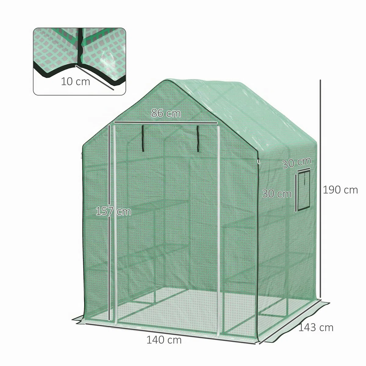 Outsunny Serra da giardino in PE con ripiani a 3 livelli, serra da balcone, telone rinforzato 135 g/m², telaio in acciaio, porta arrotolabile, per verdure, piante, fiori