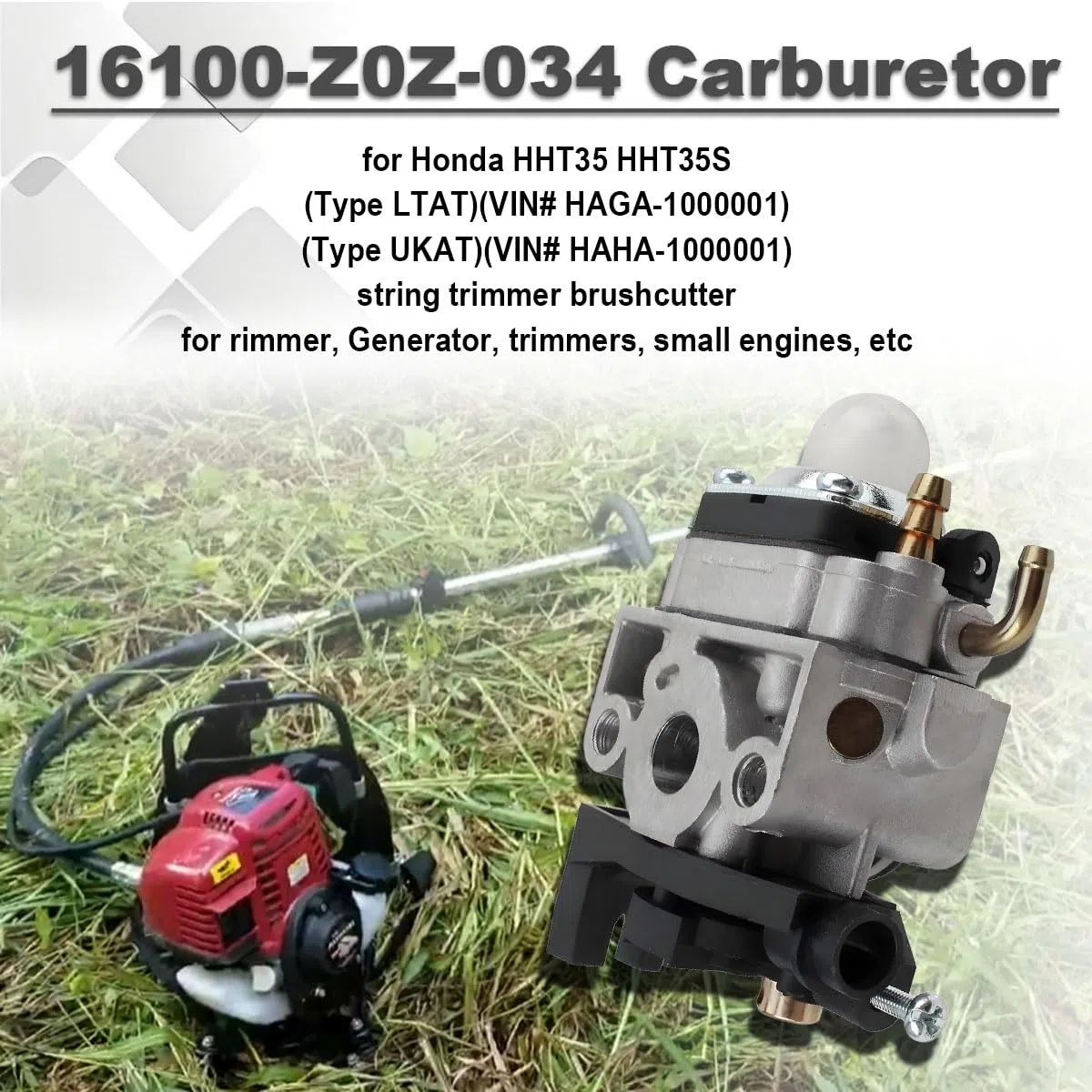 Kit carburatore GX35 per Honda GX35NT HHT35 HHT35S UMC435 4 tempi 1,3 CV per decespugliatore Rimmer Generatore Trimmer Piccoli motori Ricambi 16100-Z0Z-034 16100-Z0Z-815