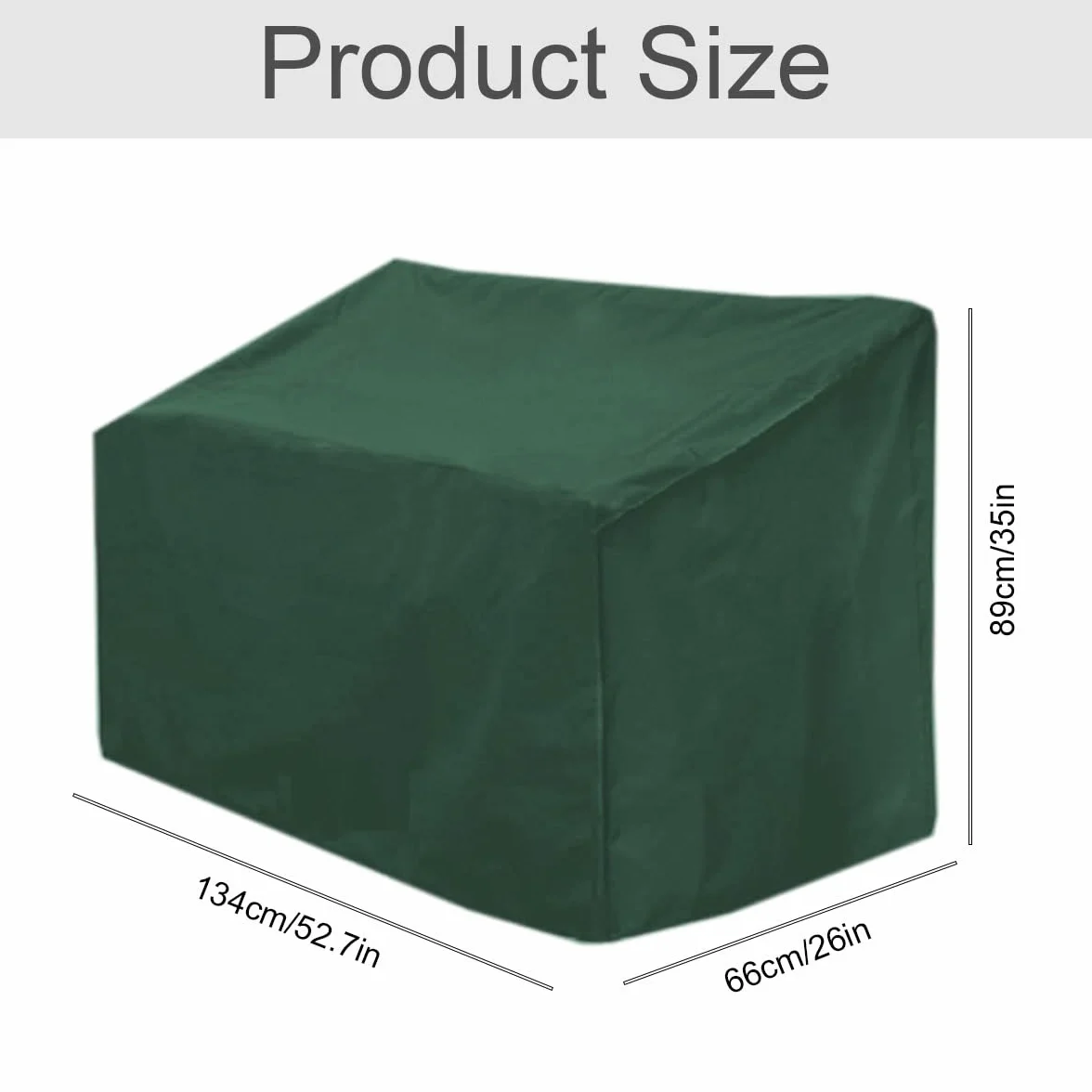 Copertura protettiva per panchina da giardino impermeabile - 2 posti antivento, resistente ai raggi UV 210D poliestere Oxford tessuto, 134 x 66 x 89cm (verde)