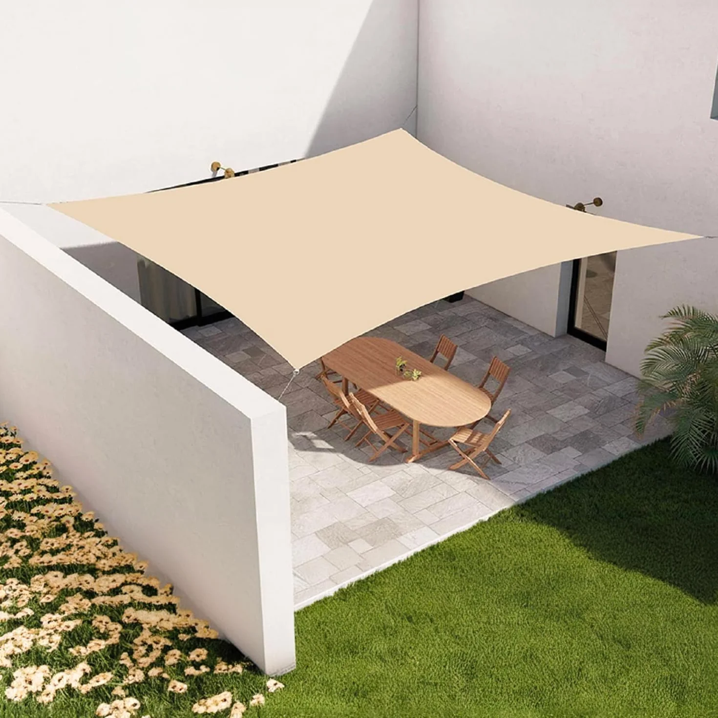 Avilia Tenda da Sole Ombreggiante Quadrata 6x6m - Protezione UV e Impermeabile, Resistente al Sole e alla Pioggia, per Giardino, Patio e Terrazza, in Poliestere Traspirante