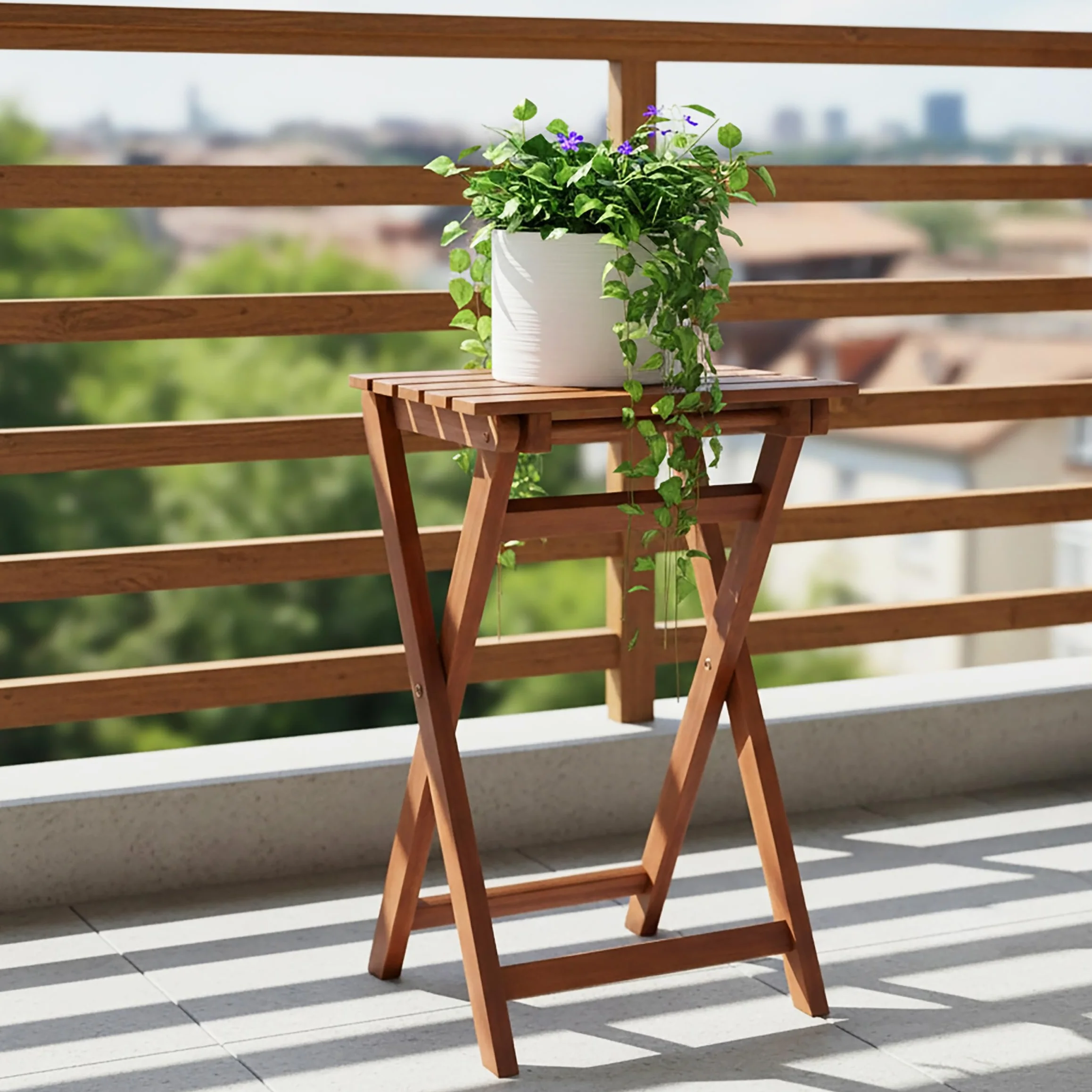 Spetebo Eucalipto, sgabello pieghevole, 62 cm, in legno, tavolino da giardino