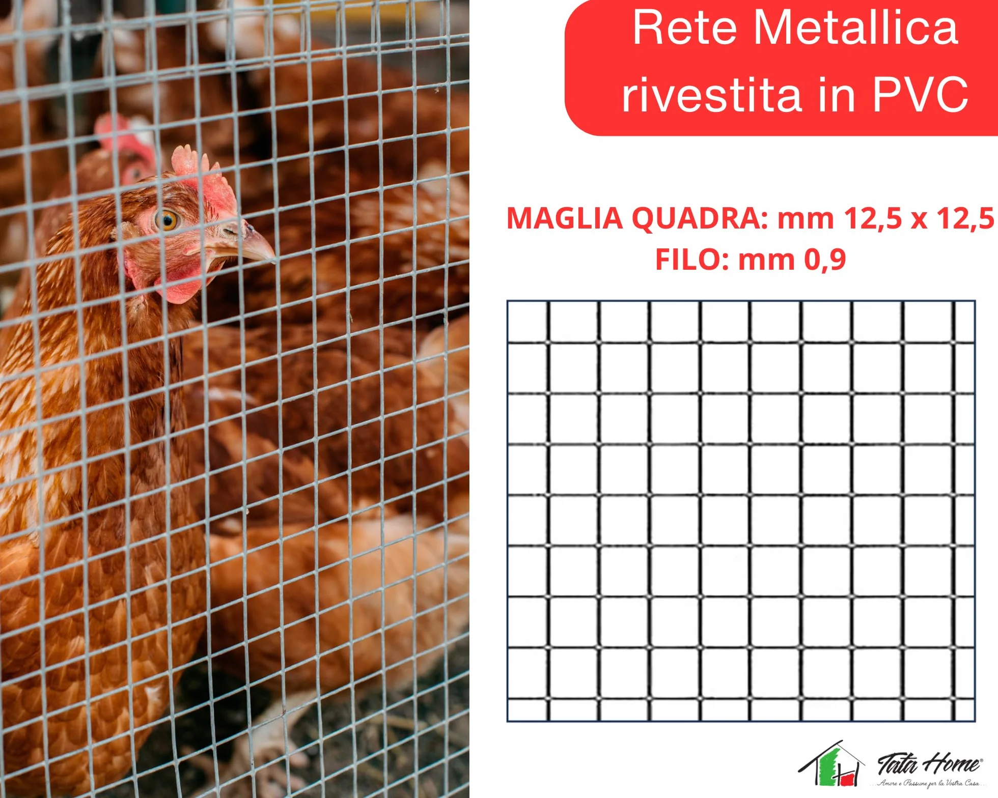 Rete Metallica Plastificata Verde Elettrosaldata Rete Per Recinzioni Maglia Stretta Quadra 12,5x12,5 mm per Voliere Gabbie Uccelli Orti e Giardino Misura 1 X 10 MT
