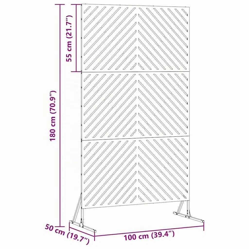vidaXL Schermo per Privacy Bianco 100 x 50 x 180 cm Acciaio, Schermo per Giardino e terrazzo, divisore per Esterni, Pannello in Acciaio Rettangolare, partition per Patio